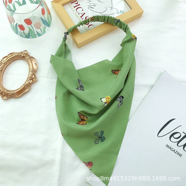 New Amazon Triangular Binder Hair Band Women's Oil Smoke-Proof Floral Headscarf Spring and Summer New Elastic Ribbon Women Bandeau