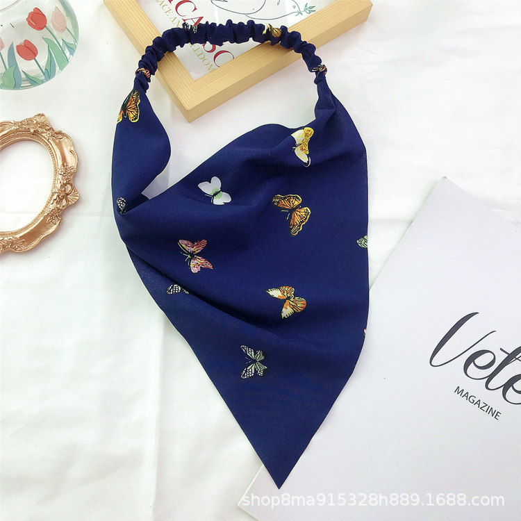 New Amazon Triangular Binder Hair Band Women's Oil Smoke-Proof Floral Headscarf Spring and Summer New Elastic Ribbon Women Bandeau