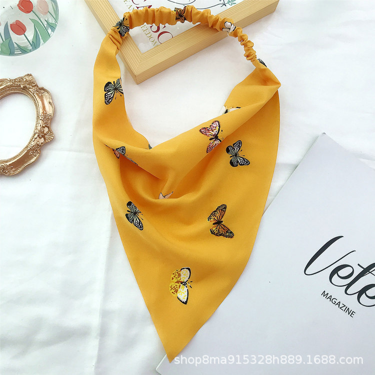 New Amazon Triangular Binder Hair Band Women's Oil Smoke-Proof Floral Headscarf Spring and Summer New Elastic Ribbon Women Bandeau