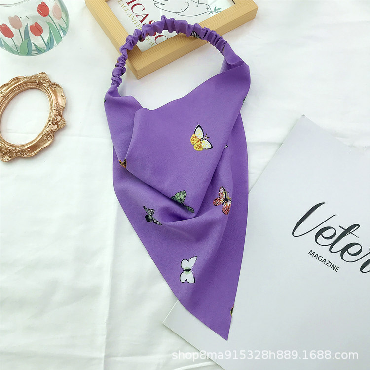 New Amazon Triangular Binder Hair Band Women's Oil Smoke-Proof Floral Headscarf Spring and Summer New Elastic Ribbon Women Bandeau