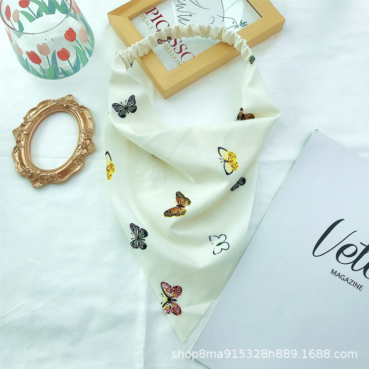 New Amazon Triangular Binder Hair Band Women's Oil Smoke-Proof Floral Headscarf Spring and Summer New Elastic Ribbon Women Bandeau
