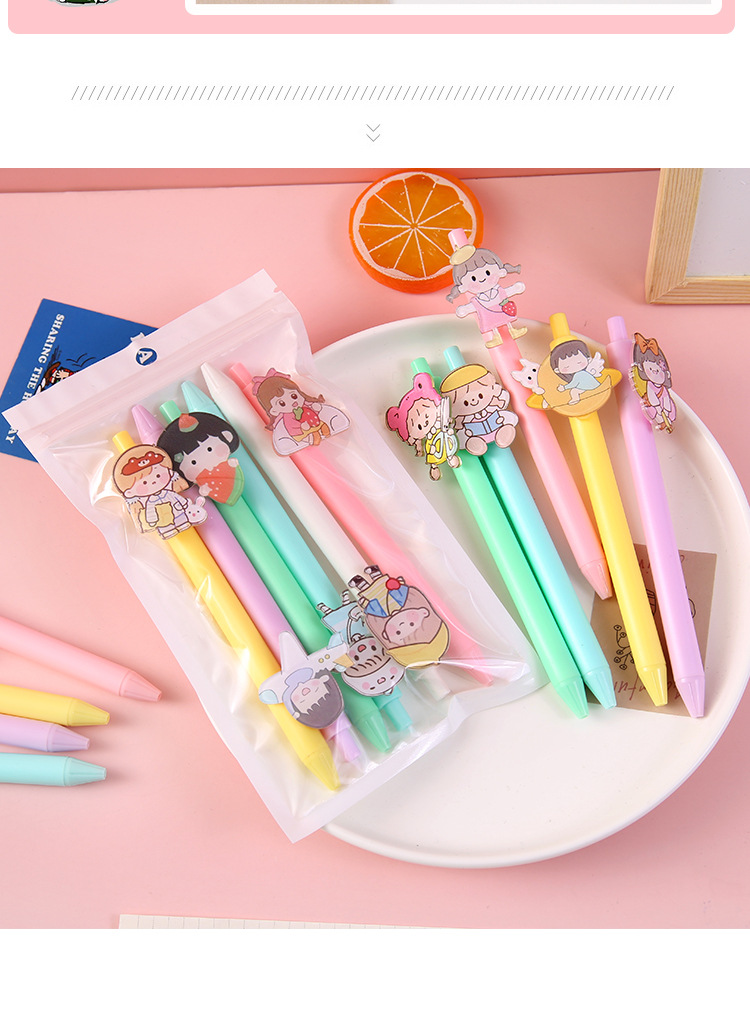 Japanese Ins Push Type Gel Pen Cute Super Cute Teenage Girl's Romance Push Gel Pen Student Ball Pen 6 Bags Japanese Ins Push Type Gel Pen Cute Super Cute Teenage Girl's Romance Push Gel Pen Student Ball Pen 6 Bags