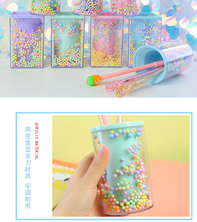 New Student Desktop Storage round and Square Pen Holder Transparent Alec Foam Ball Style Decoration Storage Pen Holder New Student Desktop Storage round and Square Pen Holder Transparent Alec Foam Ball Style Decoration Storage Pen Holder