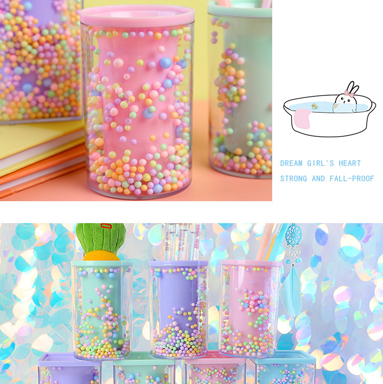 New Student Desktop Storage round and Square Pen Holder Transparent Alec Foam Ball Style Decoration Storage Pen Holder New Student Desktop Storage round and Square Pen Holder Transparent Alec Foam Ball Style Decoration Storage Pen Holder