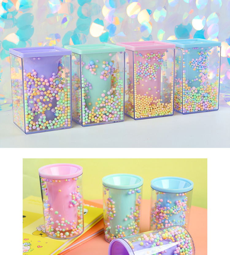 New Student Desktop Storage round and Square Pen Holder Transparent Alec Foam Ball Style Decoration Storage Pen Holder New Student Desktop Storage round and Square Pen Holder Transparent Alec Foam Ball Style Decoration Storage Pen Holder