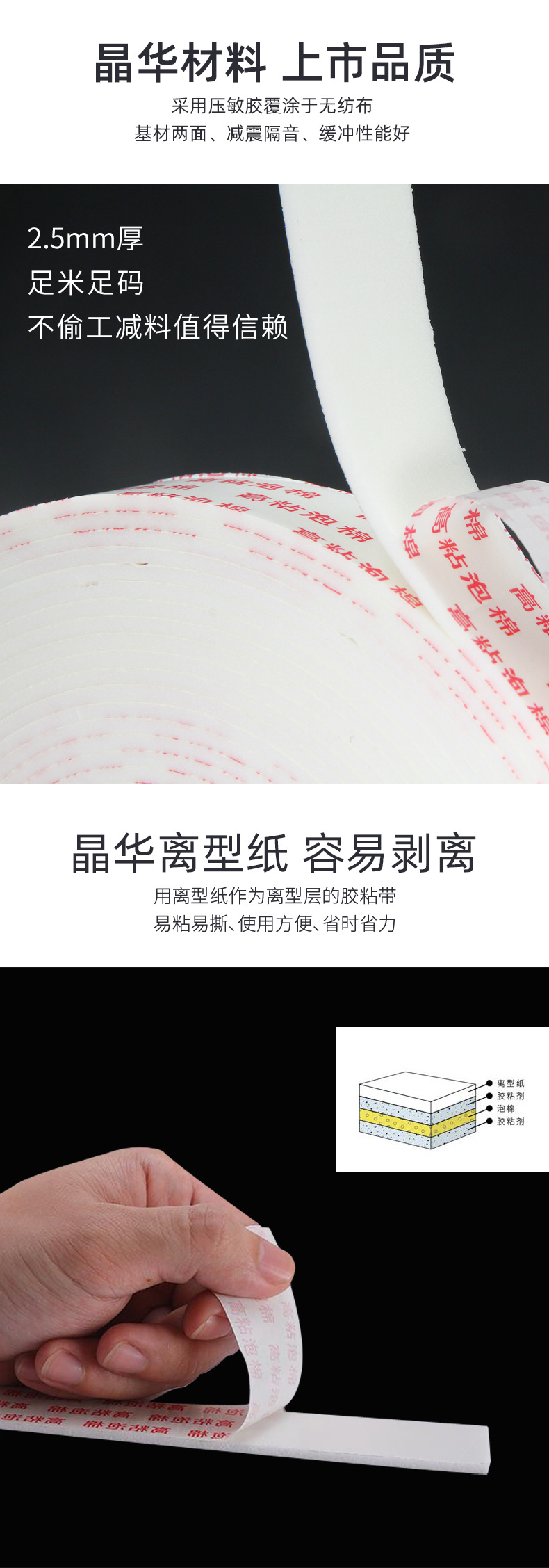 Jinghua High-Adhesive Sponge Foam Double-Sided Adhesive Aluminum Plastic KT Board Sticky Wall Sponge Double-Sided Adhesive Foam Tape Wholesale Jinghua High-Adhesive Sponge Foam Double-Sided Adhesive Aluminum Plastic KT Board Sticky Wall Sponge Double-Sided Adhesive Foam Tape Wholesale