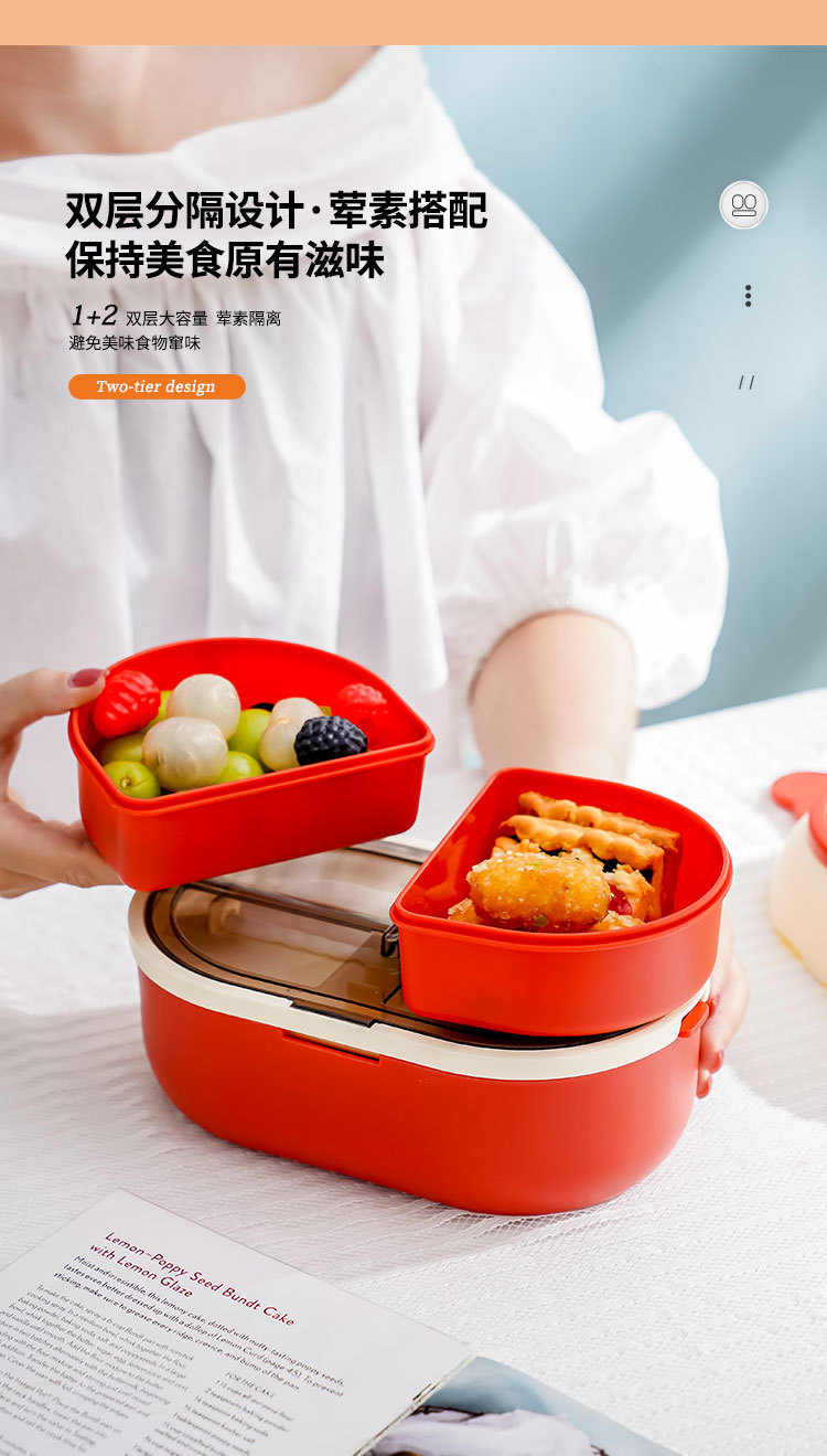 304 Stainless Steel Insulated Lunch Box Tape Tableware Multi-Layer Double-Layer Bento Box Compartment with Soup Bowl Water Injection Thermal Insulation Wholesale