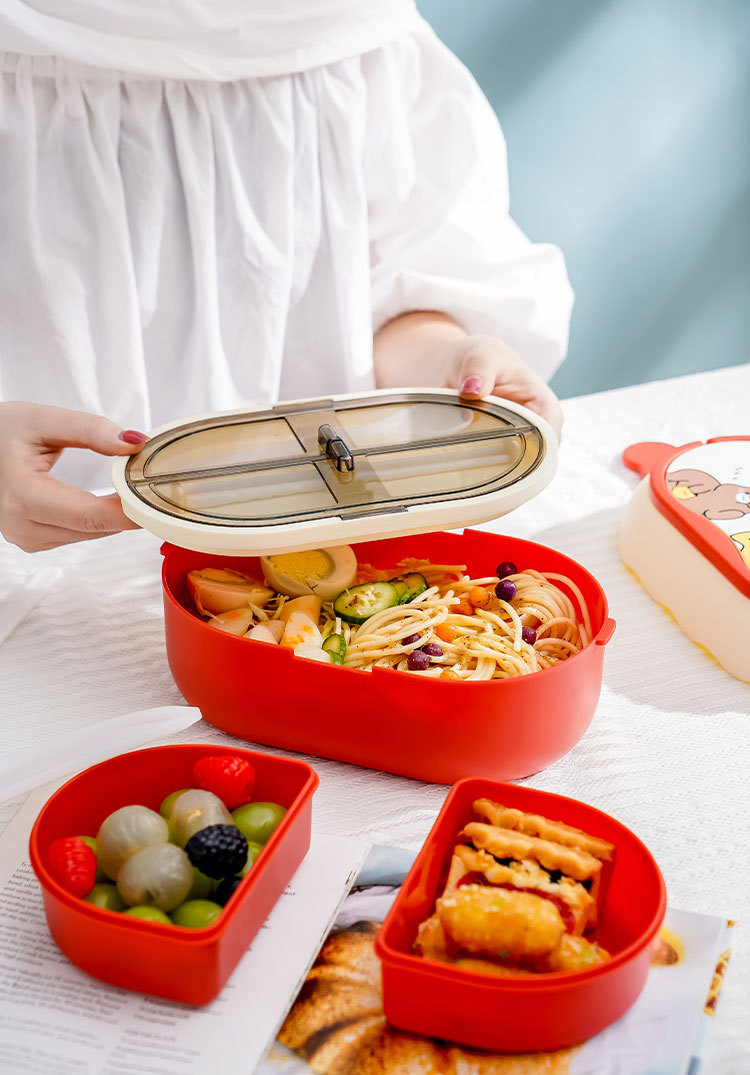 304 Stainless Steel Insulated Lunch Box Tape Tableware Multi-Layer Double-Layer Bento Box Compartment with Soup Bowl Water Injection Thermal Insulation Wholesale