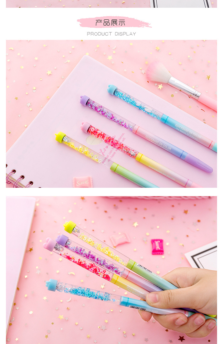 Girl's Heart Quicksand Gradient Sequin Gel Pen Fairy Female Pen Liquid Ball Pen Student Stationery Writing Liquid Flowing Pen Girl's Heart Quicksand Gradient Sequin Gel Pen Fairy Female Pen Liquid Ball Pen Student Stationery Writing Liquid Flowing Pen