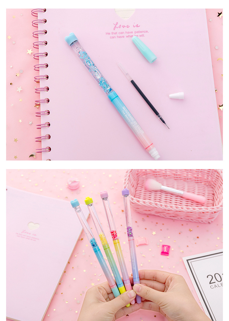 Girl's Heart Quicksand Gradient Sequin Gel Pen Fairy Female Pen Liquid Ball Pen Student Stationery Writing Liquid Flowing Pen Girl's Heart Quicksand Gradient Sequin Gel Pen Fairy Female Pen Liquid Ball Pen Student Stationery Writing Liquid Flowing Pen
