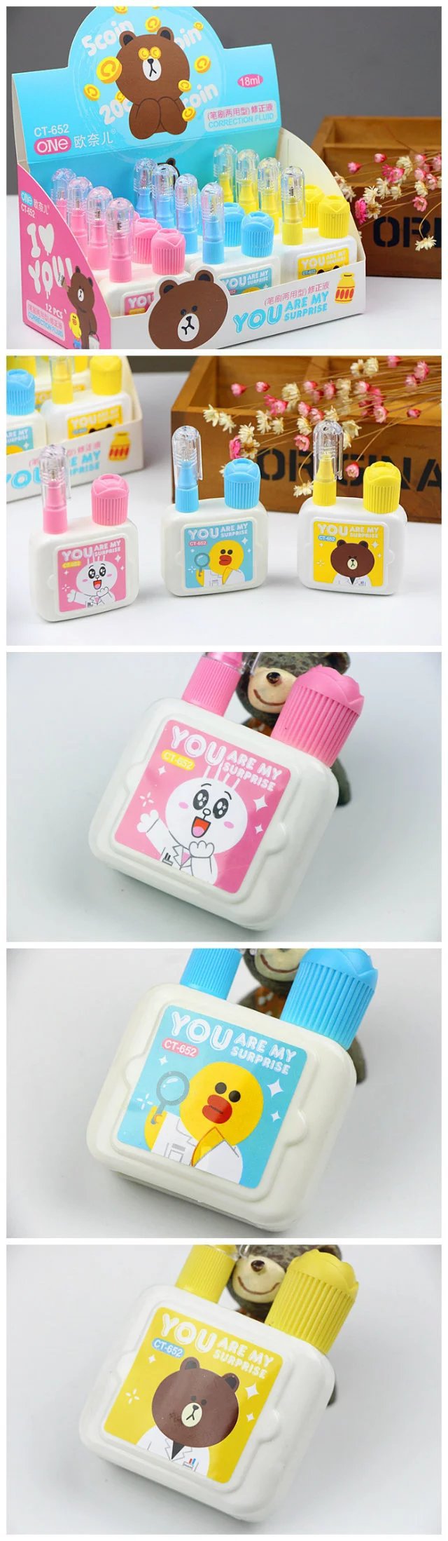 New Cartoon Cute Fresh Pattern Korean Stationery Environmental Protection Steel Head Quick-Drying Correction Fluid Dual-Use Correction Correction Fluid New Cartoon Cute Fresh Pattern Korean Stationery Environmental Protection Steel Head Quick-Drying Correction Fluid Dual-Use Correction Correction Fluid