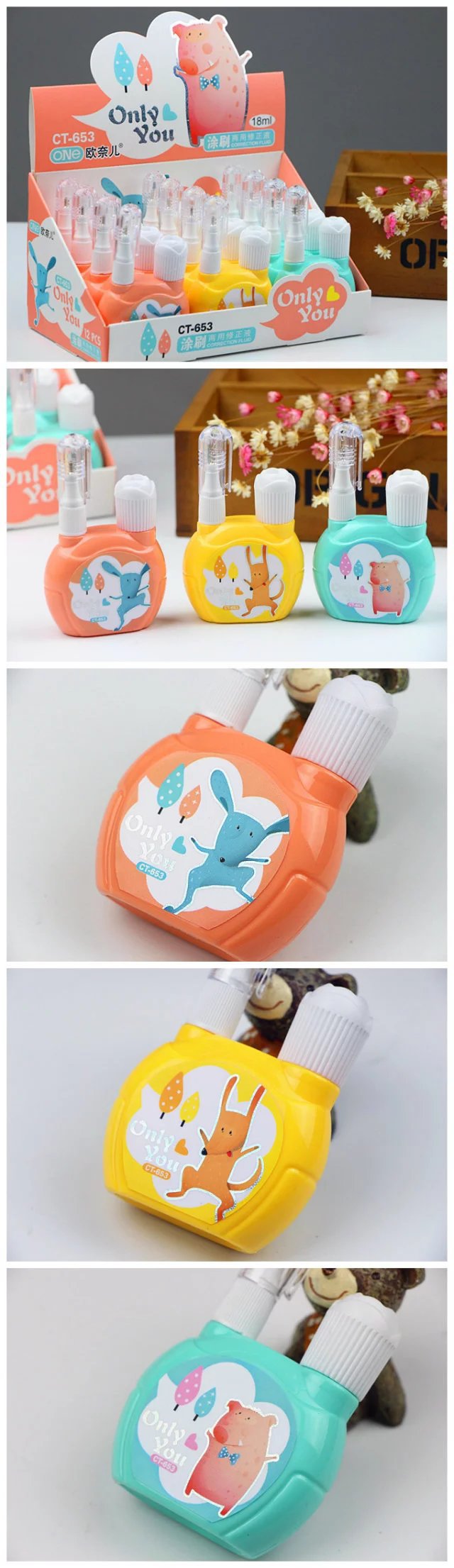 New Cartoon Cute Fresh Pattern Korean Stationery Environmental Protection Steel Head Quick-Drying Correction Fluid Dual-Use Correction Correction Fluid New Cartoon Cute Fresh Pattern Korean Stationery Environmental Protection Steel Head Quick-Drying Correction Fluid Dual-Use Correction Correction Fluid