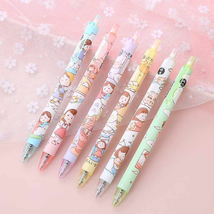 INS Cartoon Press Gel Pen Hemp Haemorrhoid Good-looking Student Black 0.5 Cute Ball Pen Hemp Ball Pen