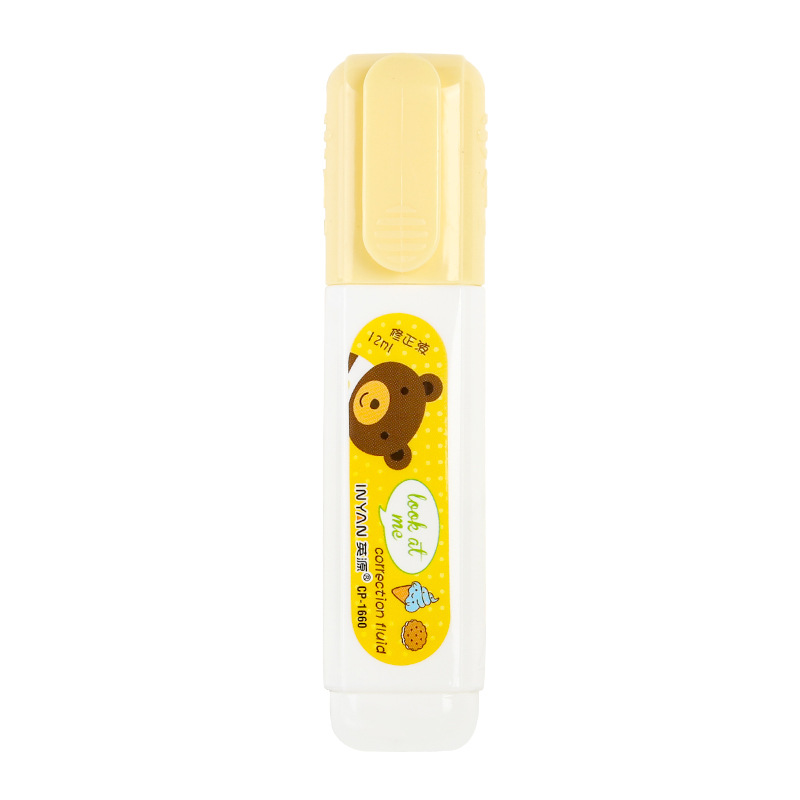 Yingyuan Environmental Protection Correction Fluid Cartoon Pen Steel Head Correction Fluid Creative Student Cute Stationery Correction Fluid Wholesale