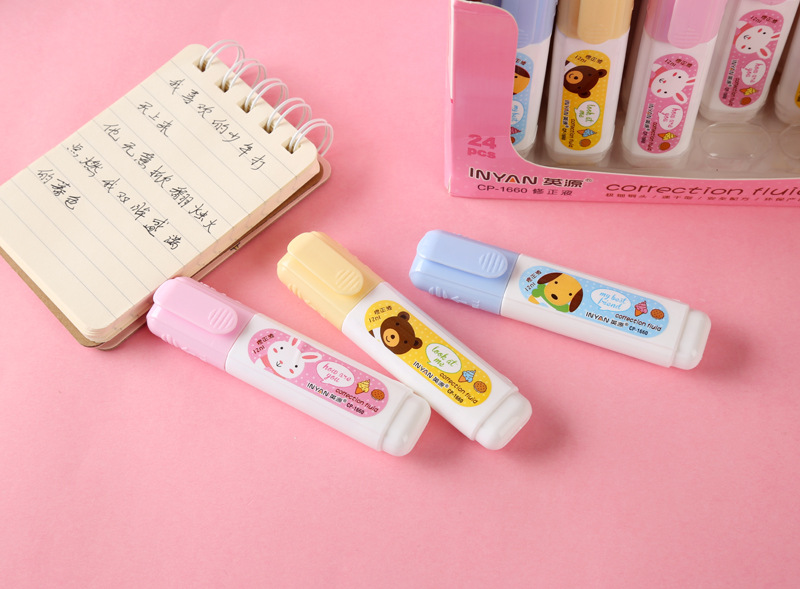 Yingyuan Environmental Protection Correction Fluid Cartoon Pen Steel Head Correction Fluid Creative Student Cute Stationery Correction Fluid Wholesale Yingyuan Environmental Protection Correction Fluid Cartoon Pen Steel Head Correction Fluid Creative Student Cute Stationery Correction Fluid Wholesale