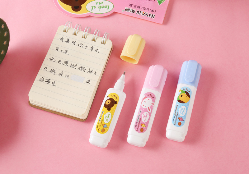 Yingyuan Environmental Protection Correction Fluid Cartoon Pen Steel Head Correction Fluid Creative Student Cute Stationery Correction Fluid Wholesale Yingyuan Environmental Protection Correction Fluid Cartoon Pen Steel Head Correction Fluid Creative Student Cute Stationery Correction Fluid Wholesale