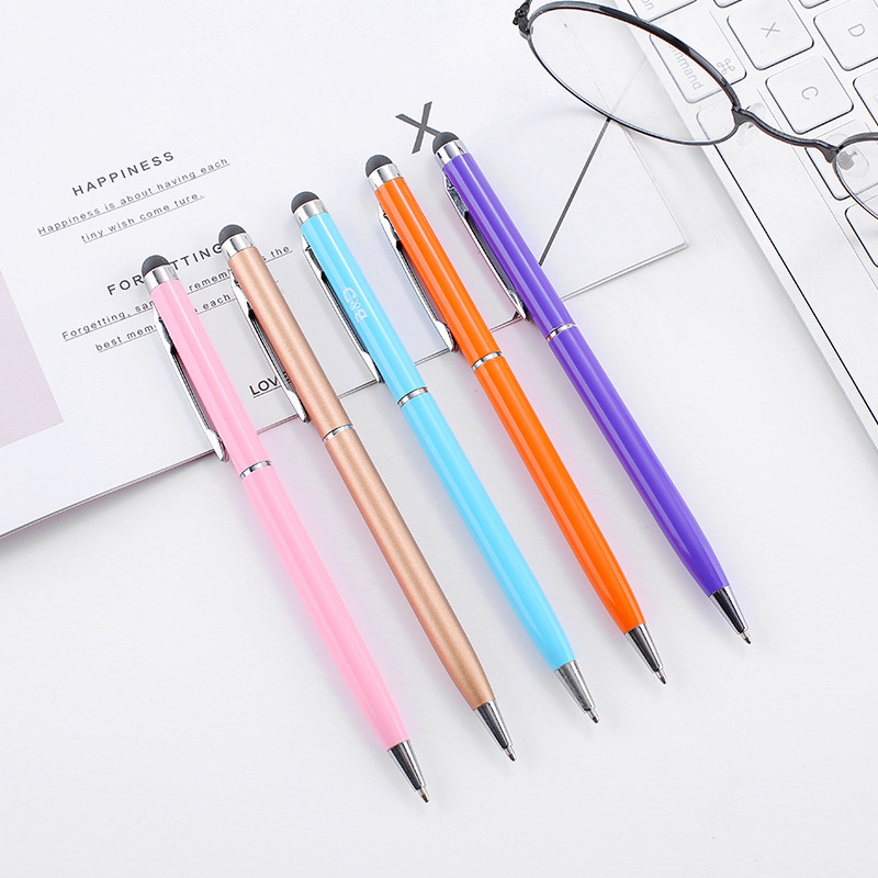 Colorful Custom Logo Small Gaussian Touch Screen Metal Ball Point Pen Advertising Ballpoint Pen
