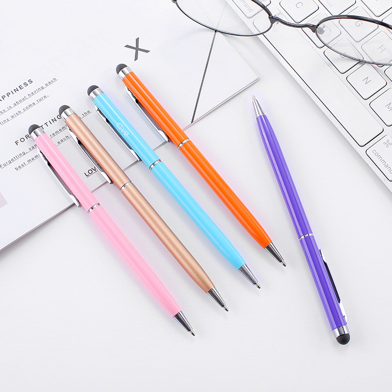 Colorful Custom Logo Small Gaussian Touch Screen Metal Ball Point Pen Advertising Ballpoint Pen