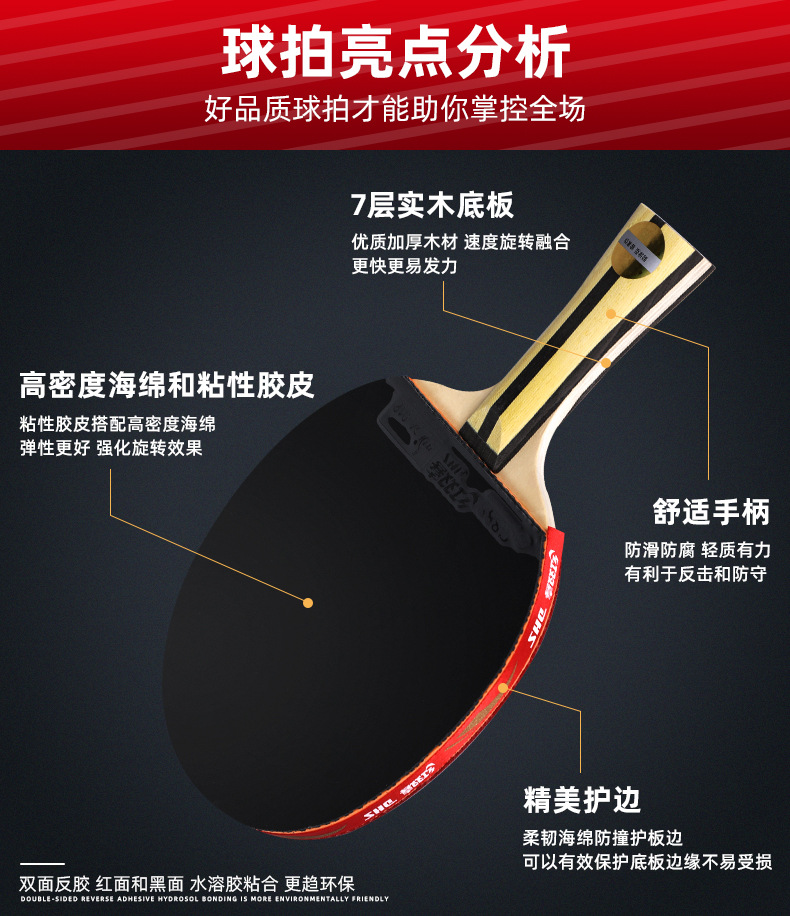 RED DOUBLE HAPPINESS Table Tennis Rackets Double Shot Four-Star Beginner Table Tennis Ball Pen-Hold Grip Hand-Shake Grip Single Shot Children Student Professional Grade RED DOUBLE HAPPINESS Table Tennis Rackets Double Shot Four-Star Beginner Table Tennis Ball Pen-Hold Grip Hand-Shake Grip Single Shot Children Student Professional Grade
