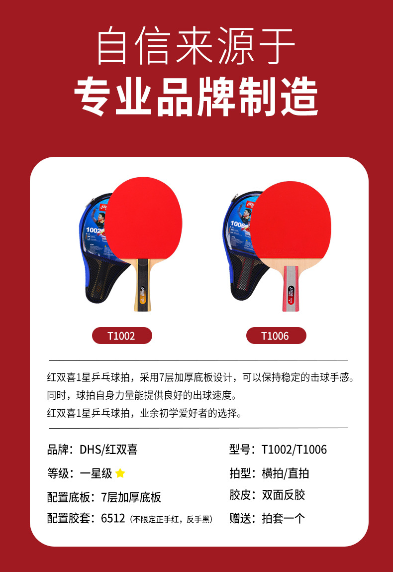 RED DOUBLE HAPPINESS Table Tennis Rackets Double Shot Four-Star Beginner Table Tennis Ball Pen-Hold Grip Hand-Shake Grip Single Shot Children Student Professional Grade RED DOUBLE HAPPINESS Table Tennis Rackets Double Shot Four-Star Beginner Table Tennis Ball Pen-Hold Grip Hand-Shake Grip Single Shot Children Student Professional Grade