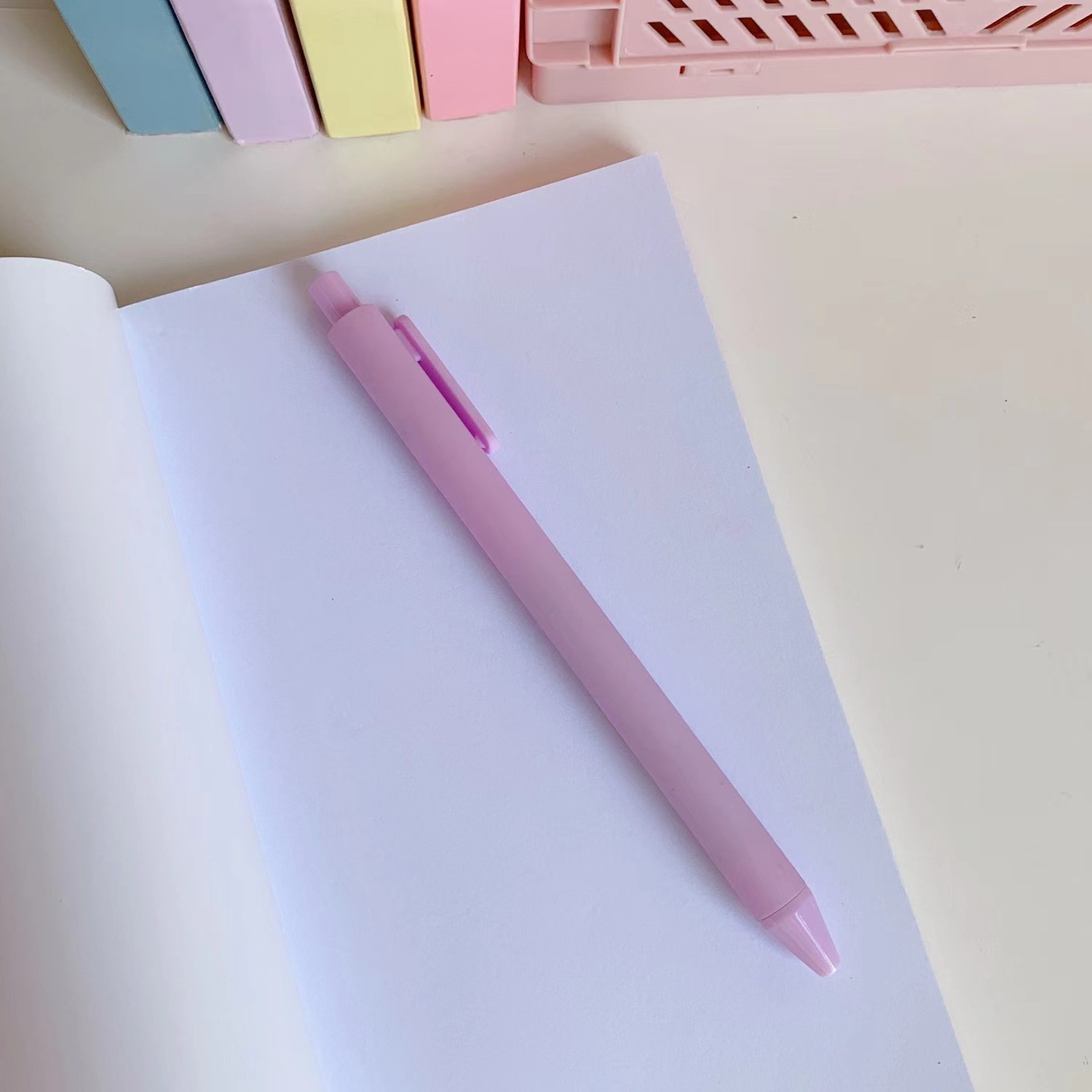 INS Macaron Color Pressing Pen Black Gel Pen Student School Gifts 0.5mm Quick-Drying Ball Pen Office Stationery