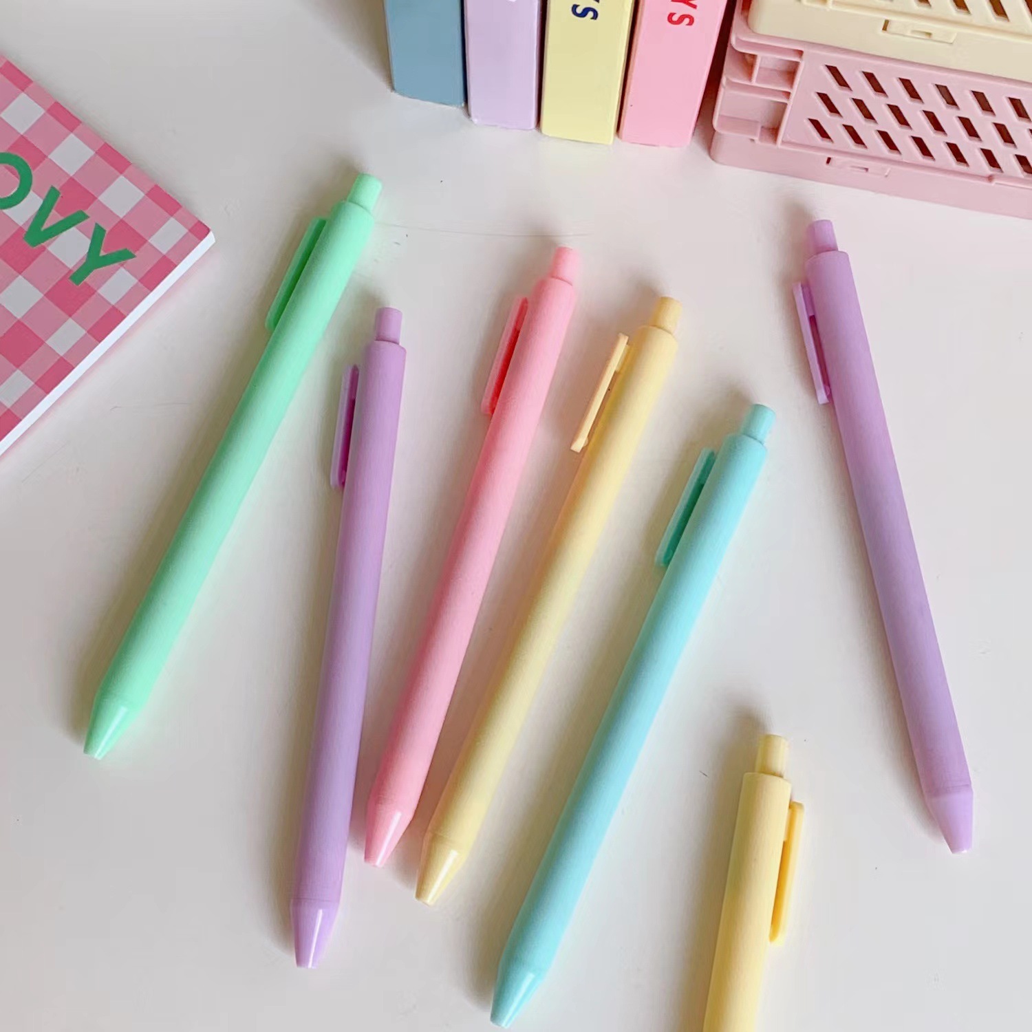 INS Macaron Color Pressing Pen Black Gel Pen Student School Gifts 0.5mm Quick-Drying Ball Pen Office Stationery
