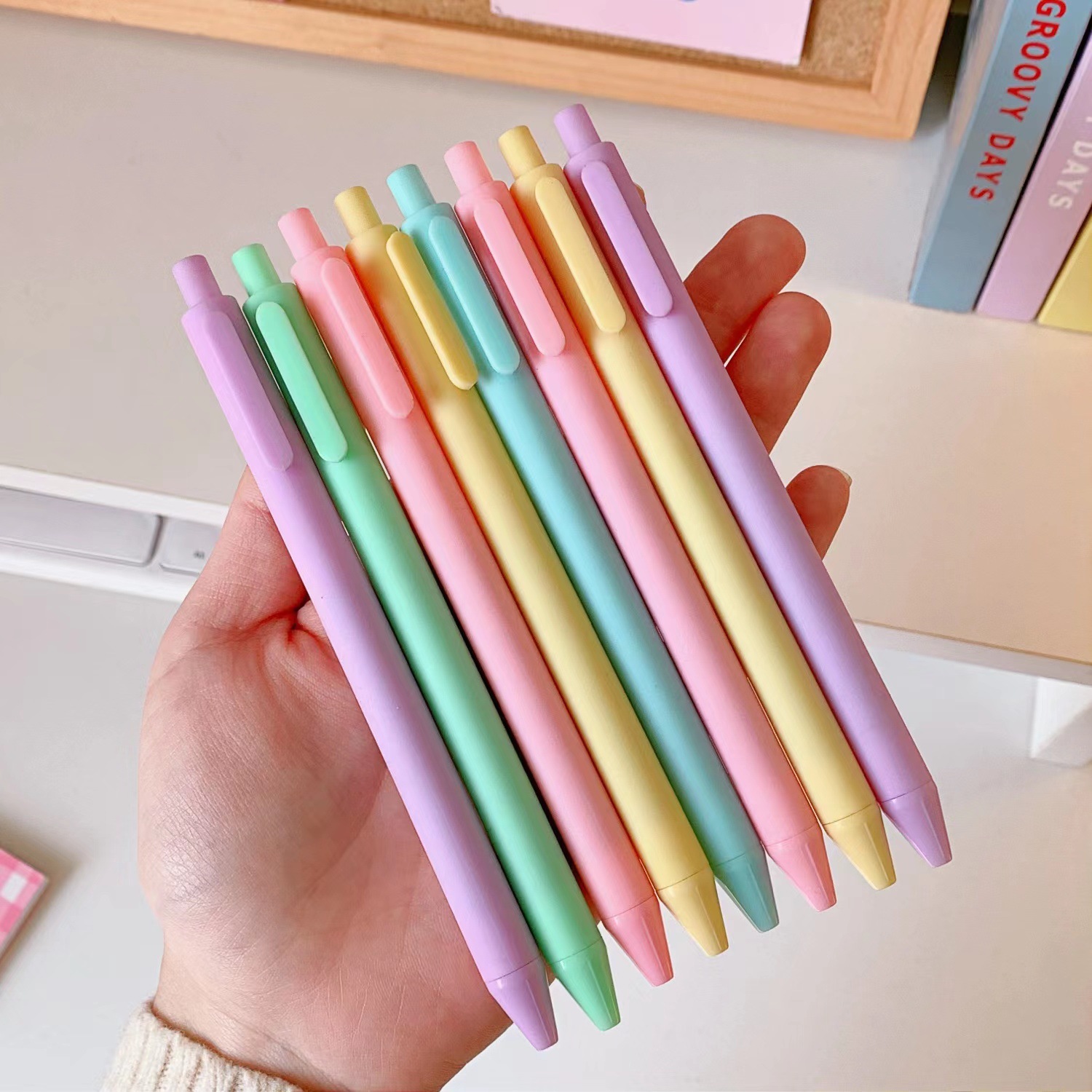 INS Macaron Color Pressing Pen Black Gel Pen Student School Gifts 0.5mm Quick-Drying Ball Pen Office Stationery