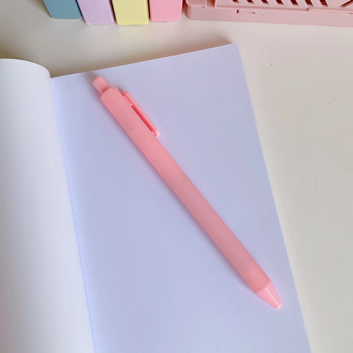 INS Macaron Color Pressing Pen Black Gel Pen Student School Gifts 0.5mm Quick-Drying Ball Pen Office Stationery