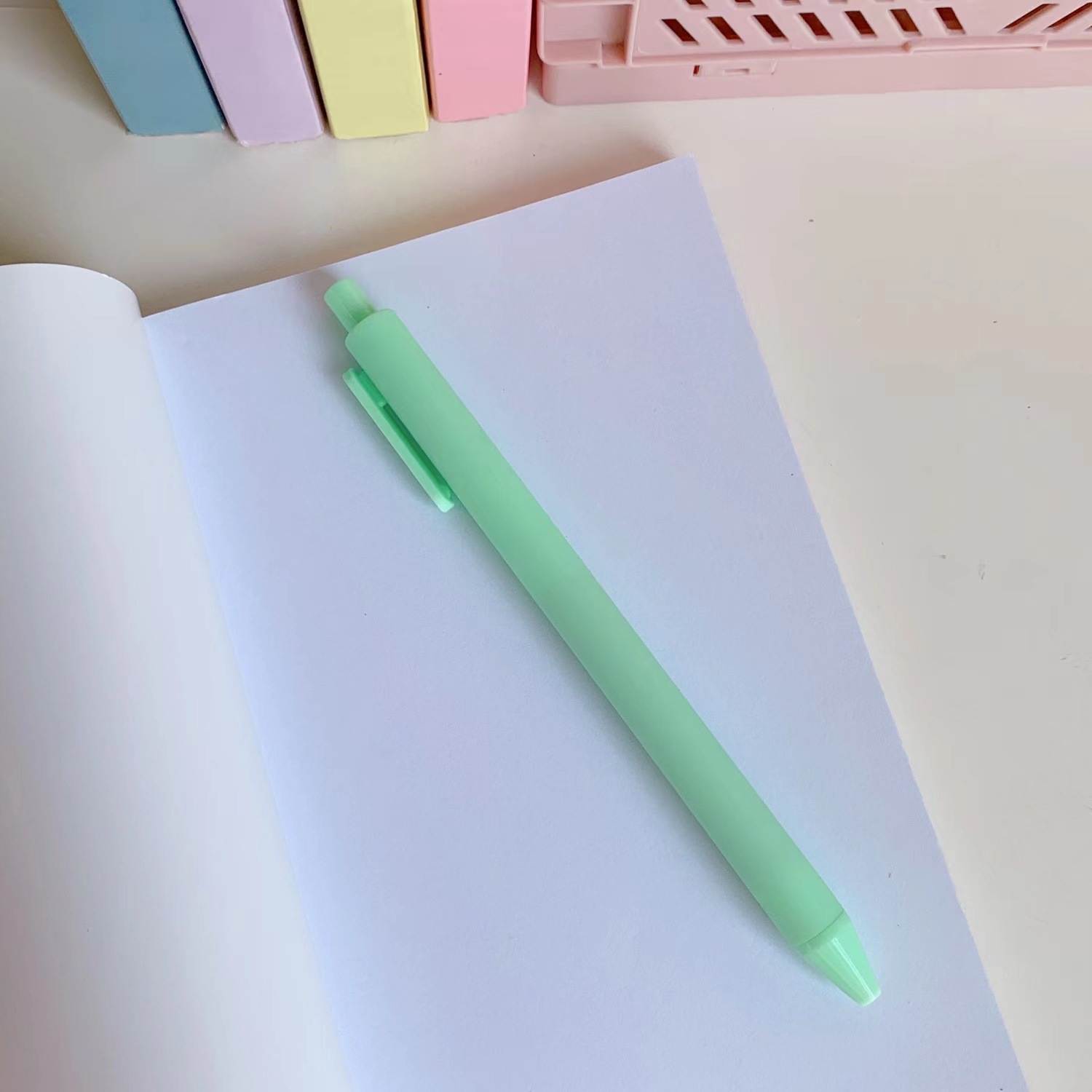 INS Macaron Color Pressing Pen Black Gel Pen Student School Gifts 0.5mm Quick-Drying Ball Pen Office Stationery