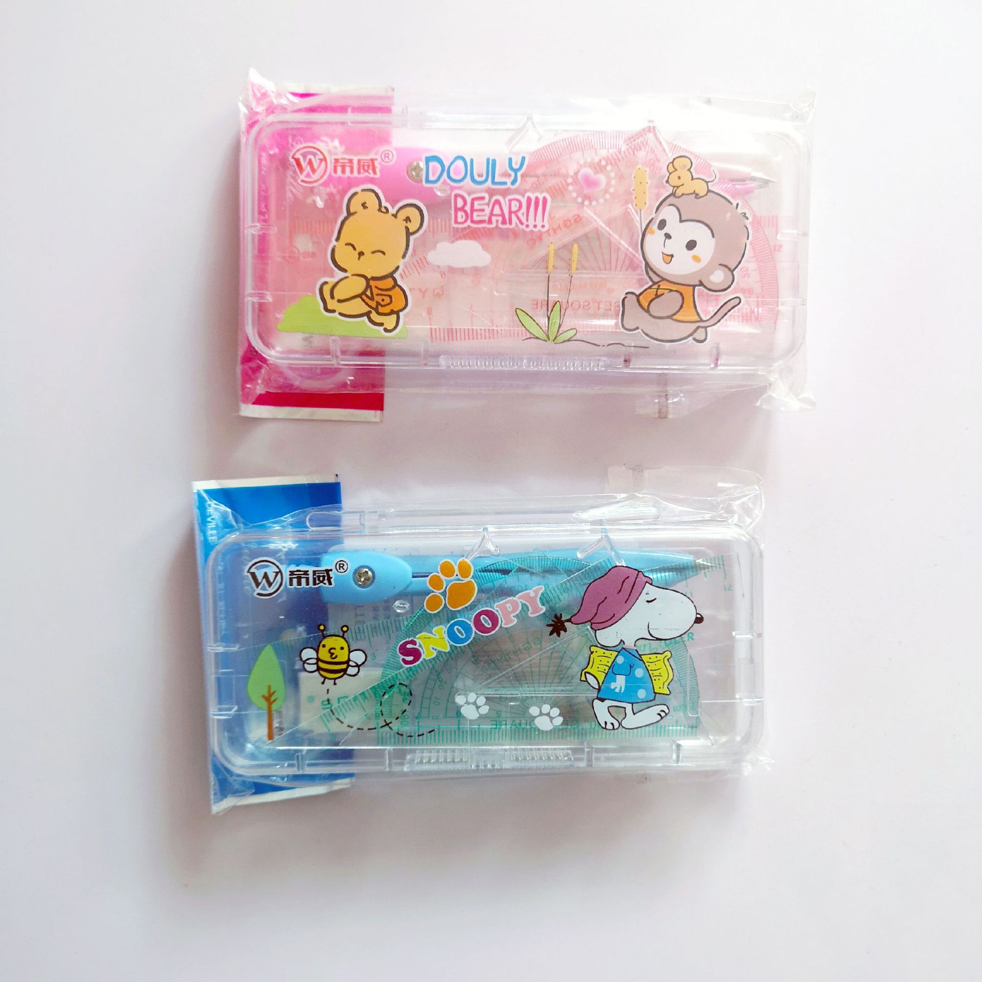 Wholesale Student with Ruler Sets Rubber 7-Piece Set Compasses Student Drawing Measuring Examination Exclusive Compasses Set