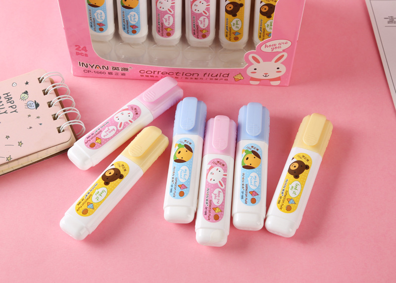 Yingyuan Environmental Protection Correction Fluid Cartoon Pen Steel Head Correction Fluid Creative Student Cute Stationery Correction Fluid Wholesale Yingyuan Environmental Protection Correction Fluid Cartoon Pen Steel Head Correction Fluid Creative Student Cute Stationery Correction Fluid Wholesale