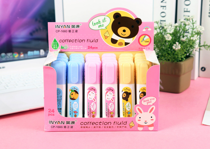 Yingyuan Environmental Protection Correction Fluid Cartoon Pen Steel Head Correction Fluid Creative Student Cute Stationery Correction Fluid Wholesale Yingyuan Environmental Protection Correction Fluid Cartoon Pen Steel Head Correction Fluid Creative Student Cute Stationery Correction Fluid Wholesale