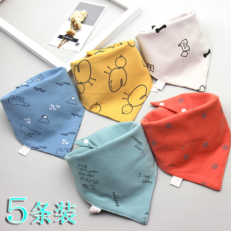 Baby Bib Baby Triangular Binder Cotton Double-Layer Snap Button Waterproof Newborn Bib Children&#039;s Scarf Spring