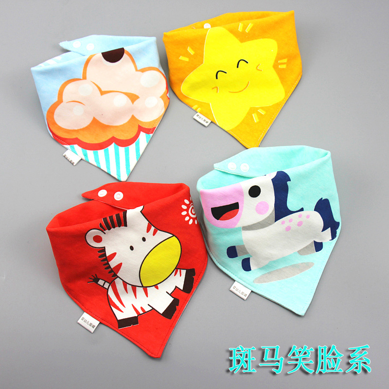 Baby Bib Baby Triangular Binder Cotton Double-Layer Snap Button Waterproof Newborn Bib Children's Scarf Spring
