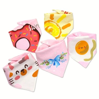 Baby Bib Baby Triangular Binder Cotton Double-Layer Snap Button Waterproof Newborn Bib Children&#039;s Scarf Spring