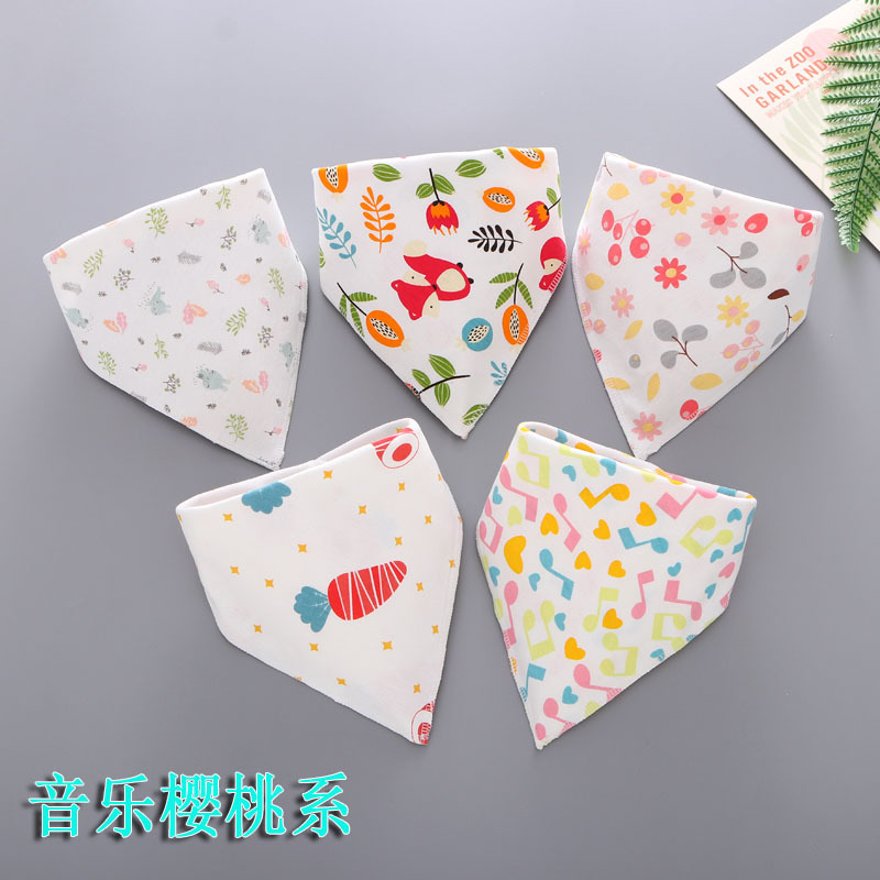 Baby Bib Baby Triangular Binder Cotton Double-Layer Snap Button Waterproof Newborn Bib Children's Scarf Spring