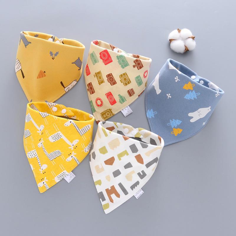 Baby Bib Baby Triangular Binder Cotton Double-Layer Snap Button Waterproof Newborn Bib Children's Scarf Spring