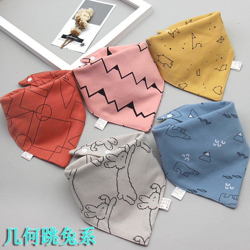 Baby Bib Baby Triangular Binder Cotton Double-Layer Snap Button Waterproof Newborn Bib Children's Scarf Spring