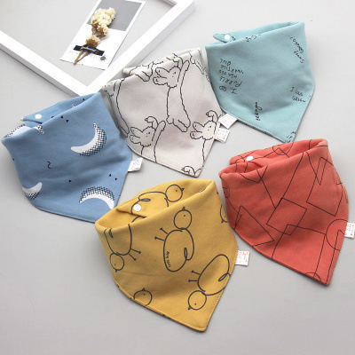 Baby Bib Baby Triangular Binder Cotton Double-Layer Snap Button Waterproof Newborn Bib Children's Scarf Spring