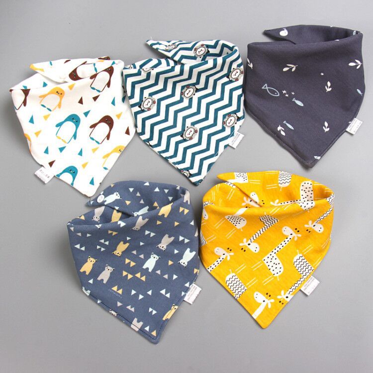 Baby Bib Baby Triangular Binder Cotton Double-Layer Snap Button Waterproof Newborn Bib Children's Scarf Spring