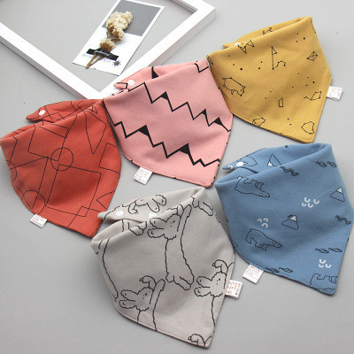 Baby Bib Baby Triangular Binder Cotton Double-Layer Snap Button Waterproof Newborn Bib Children's Scarf Spring