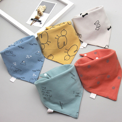 Baby Bib Baby Triangular Binder Cotton Double-Layer Snap Button Waterproof Newborn Bib Children's Scarf Spring