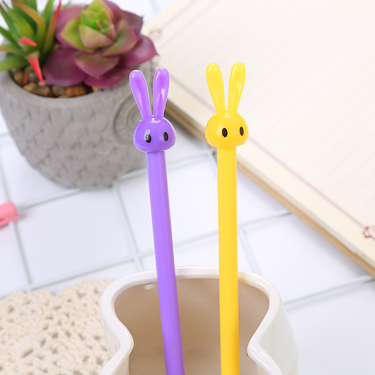Cartoon Stationery Rabbit Jun Gel Pen Cute Long Ears Rabbit Signature Pen Creative Student Ball Pen Factory Direct Sales
