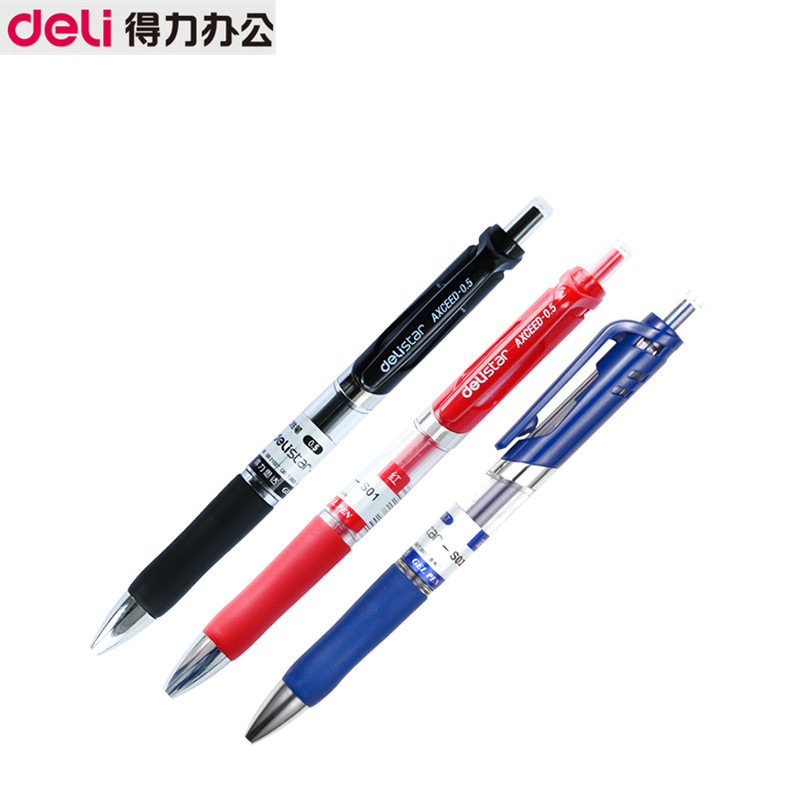 Deli S01 Press Gel Pen Black 0.5mm Learning Office Supplies Press Ball Pen Signature Pen Box