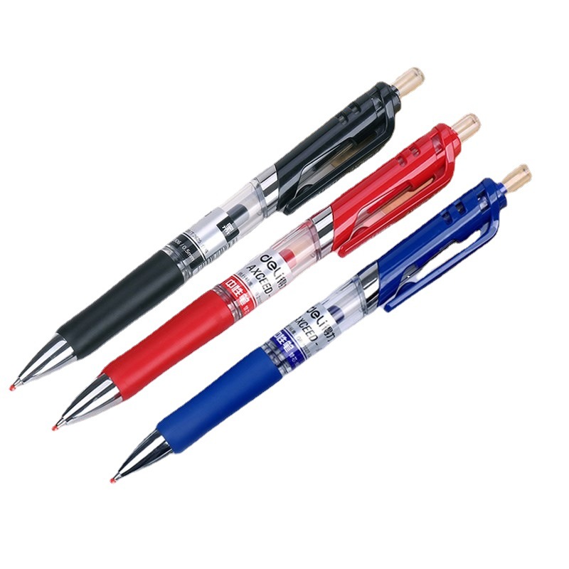 Deli S01 Press Gel Pen Black 0.5mm Learning Office Supplies Press Ball Pen Signature Pen Box