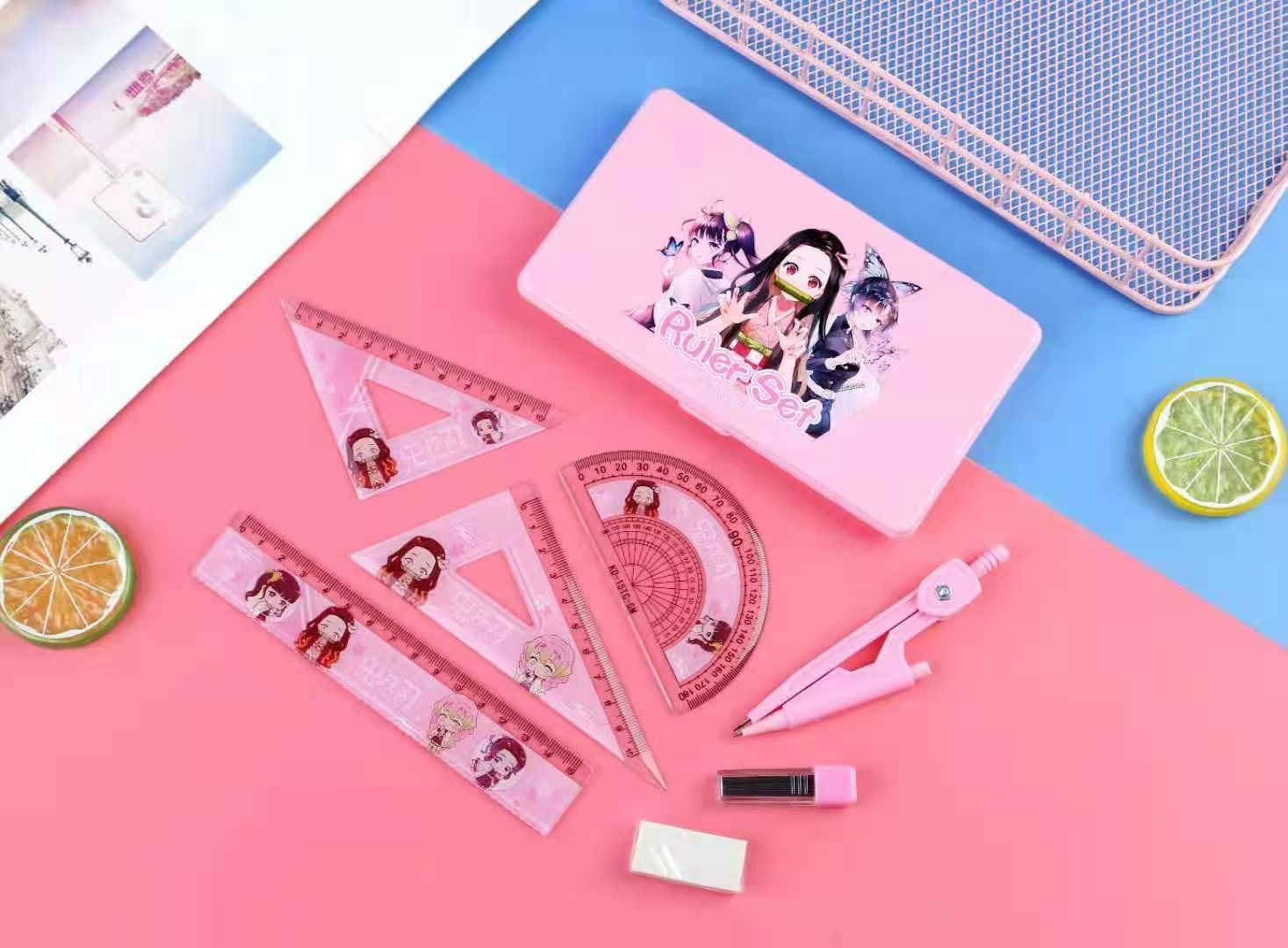 Anime Merchandise Student Compasses Ruler Set Refill 7-Piece Set Student Stationery Gift Anime Merchandise Student Compasses Ruler Set Refill 7-Piece Set Student Stationery Gift