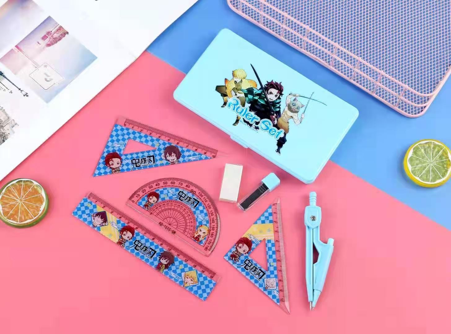 Anime Merchandise Student Compasses Ruler Set Refill 7-Piece Set Student Stationery Gift Anime Merchandise Student Compasses Ruler Set Refill 7-Piece Set Student Stationery Gift