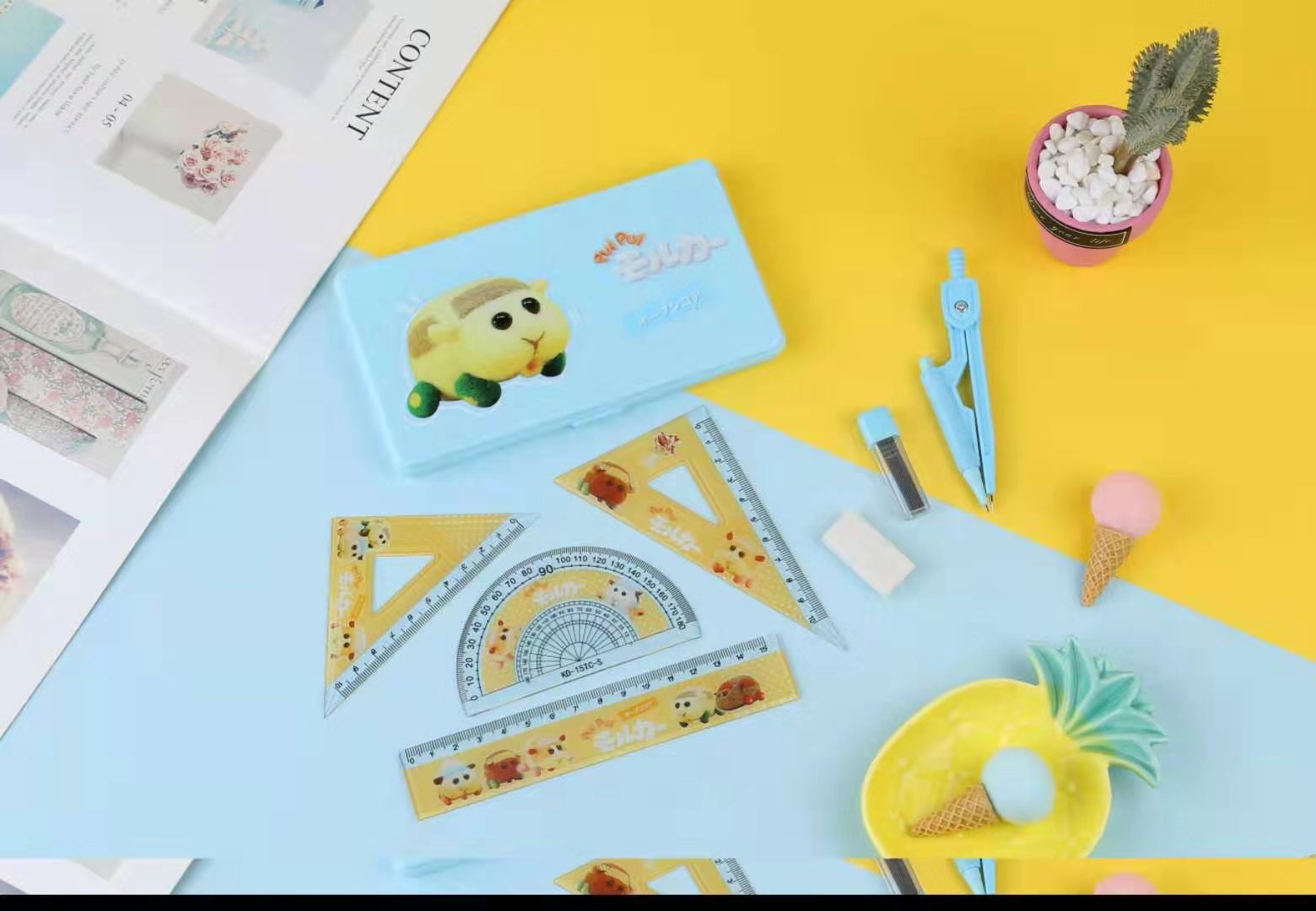 Anime Merchandise Student Compasses Ruler Set Refill 7-Piece Set Student Stationery Gift Anime Merchandise Student Compasses Ruler Set Refill 7-Piece Set Student Stationery Gift