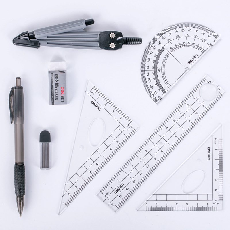 Deli 9591 Compasses Student Drawing Combo 8 Set Compasses Ruler Set Student Stationery