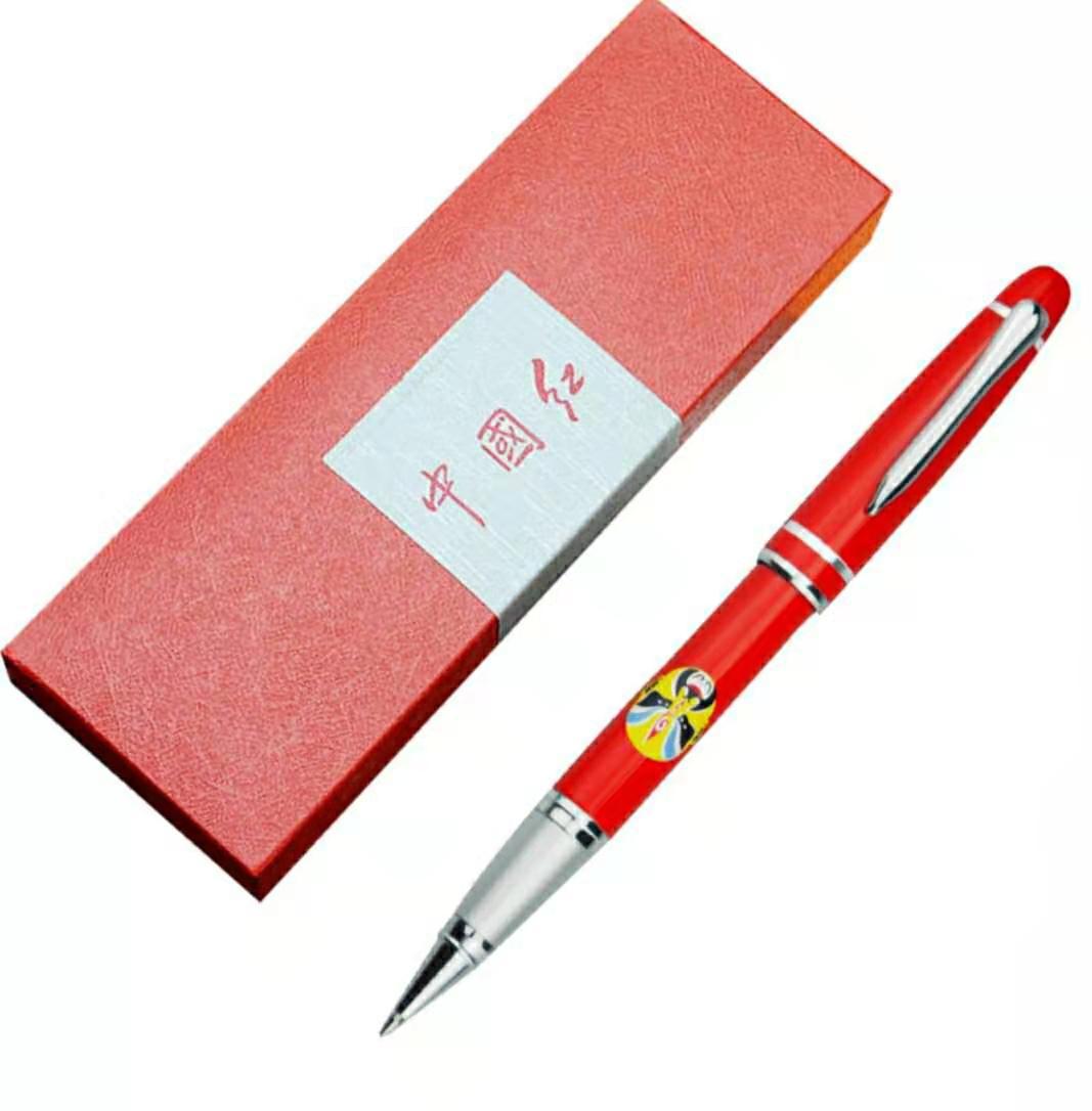 Manufacturers Supply Chinese Red Opera Face Pen Metal Roller Ball Pen Signature Gel Pen Advertising Business Pen Logo